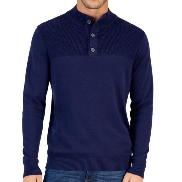 Club Room Men's Button Mock Neck Sweater - Picture 1 of 1